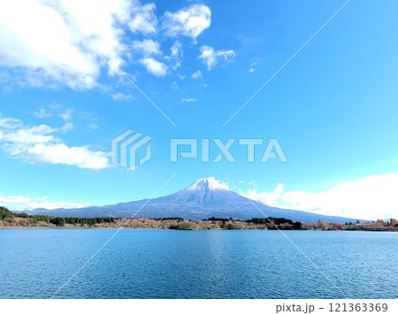 雪の富士山と田貫湖 121363369