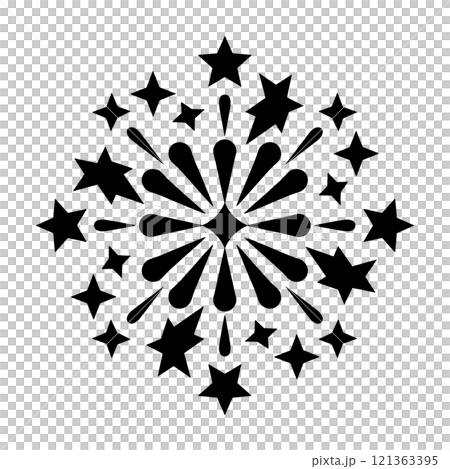 打ち上げ花火のシルエットイラスト　透過背景の切り抜き 121363395
