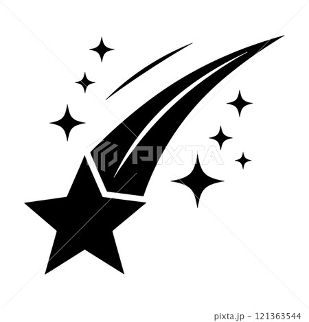 流れ星の黒いシルエットイラスト 透過背景の切り抜き 流れ星の黒いシルエットイラスト 透過背景の切り抜き 121363544