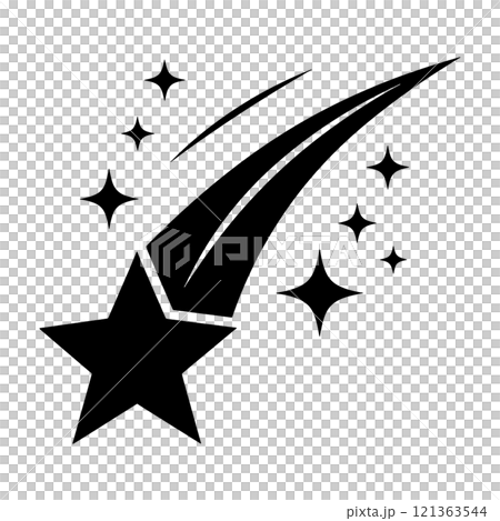 流れ星の黒いシルエットイラスト 透過背景の切り抜き 流れ星の黒いシルエットイラスト 透過背景の切り抜き 121363544