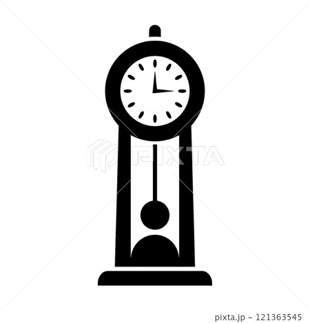 古時計の黒いシルエットイラスト 透過背景の切り抜き 古時計の黒いシルエットイラスト 透過背景の切り抜き 121363545
