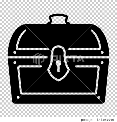 Black silhouette illustration of a treasure chest with a transparent background 121363546