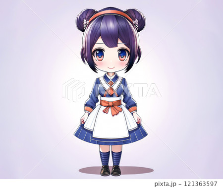 ちびキャラ　メイドの少女のイメージ素材 121363597