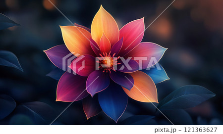 幻想的な青と紫のグラデーションフラワー 幻想的な青と紫のグラデーションフラワー 121363627