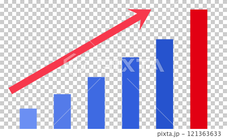 上升的長條圖和箭頭 121363633