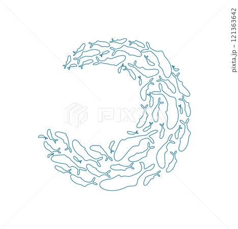 outline fish school pattern. Silhouette of aquatic creatures in a dynamic arrangement. This ocean doodle, featuring many fish, provides a vibrant visual experience for aquatic projects. outline fish school pattern. Silhouette of aquatic creatures in a dynamic arrangement. This ocean doodle, featuring many fish, provides a vibrant visual experience for aquatic projects. 121363642