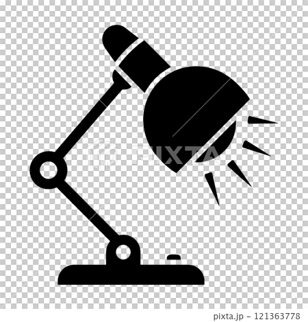 Black silhouette illustration of a desk lamp, cut out on transparent background 121363778