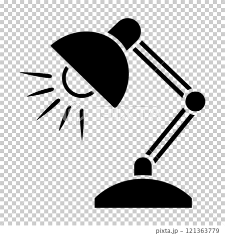 檯燈的黑色剪影圖，透明背景的切口 121363779
