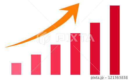 上昇 棒グラフと矢印 上昇 棒グラフと矢印 121363838