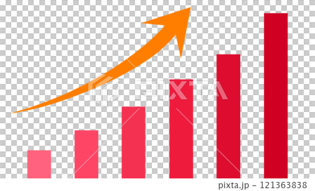 上昇 棒グラフと矢印 上昇 棒グラフと矢印 121363838