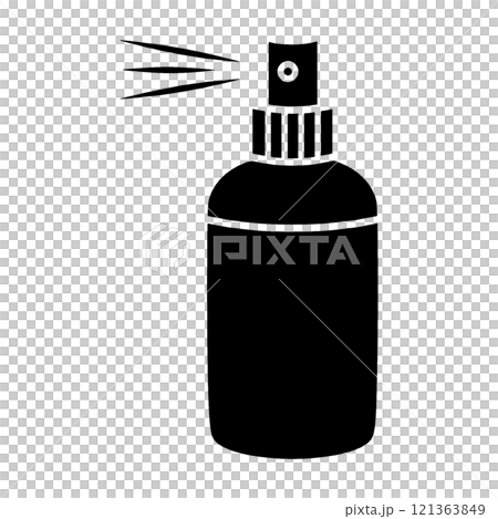 瓶裝噴霧器的黑色剪影圖，透明背景的切口 121363849