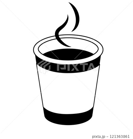 コンビニの温かいコーヒーのイラスト　白黒 121363861