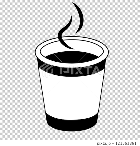コンビニの温かいコーヒーのイラスト　白黒 121363861