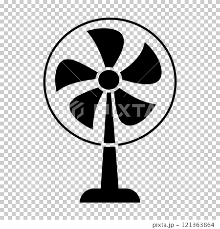 復古電風扇的黑色剪影圖，透明背景的切口 121363864