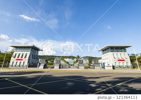 Building view of the Ministry of National Defense (Republic of China) in Taipei, Taiwan. It's responsible for all defense and military affairs of Taiwan. 121364111