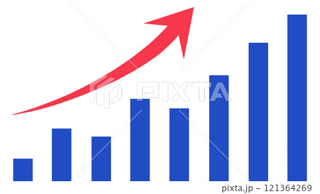上昇　棒グラフと矢印　 121364269