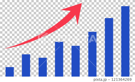 上昇　棒グラフと矢印　 121364269