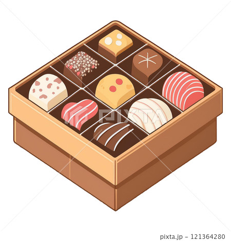 バレンタインのチョコレートアソートギフトのイラスト4／チラシやポスター用素材 121364280