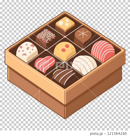バレンタインのチョコレートアソートギフトのイラスト4／チラシやポスター用素材 121364280