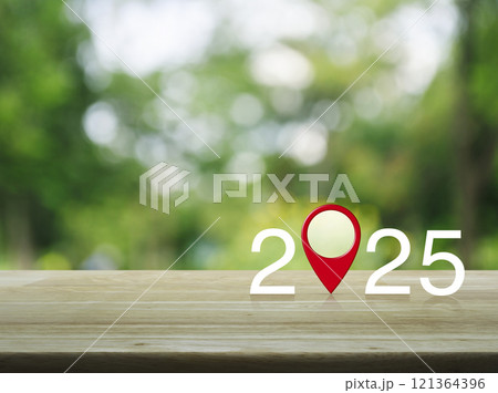 Happy new year 2025 map pointer navigation concept 121364396