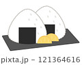 シンプルな三角おにぎりとたくあんのイラスト 121364616