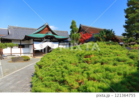 【京都府】快晴の大覚寺の式台玄関 121364755
