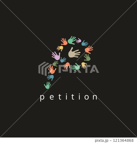 hand icon letter p logo petition vote 121364868