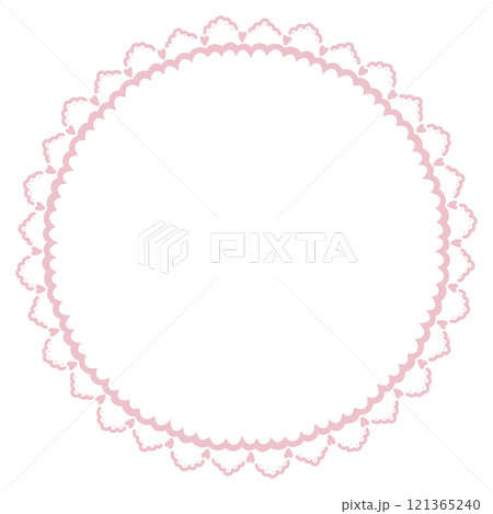 ピンクのエレガントな小さいハートの丸いレース 121365240