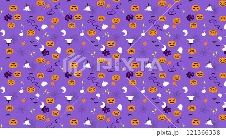 紫色のかわいいハロウィン模様 16:9 紫色のかわいいハロウィン模様 16:9 121366338