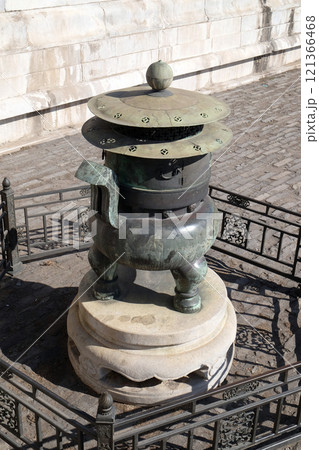 Ancient water jug in The Forbidden City, Beijing, China 121366468