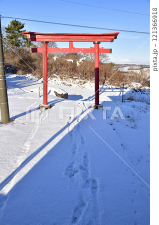 冬の北海道鹿部町で出来澗稲荷神社境内の風景を撮影 冬の北海道鹿部町で出来澗稲荷神社境内の風景を撮影 121366918