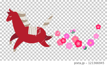 年賀状素材　走っている馬のイラスト 121366945