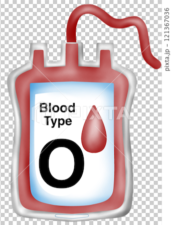 Blood bag of type O blood 121367036