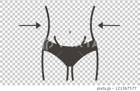 Diet icon with highlighted waistline, symbol of fitness and health Diet icon with highlighted waistline, symbol of fitness and health 121367577