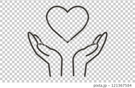Heart icon in hands, symbol of love and support Heart icon in hands, symbol of love and support 121367584