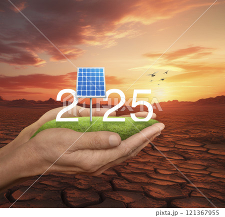 Happy new year 2025 ecological cover concept, Generative AI 121367955