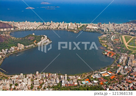 Stunning aerial view of Rio de Janeiro with Sugarloaf Mountain, Guanabara Bay, and cityscape 121368138