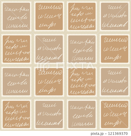 Scribble handwritten script text seamless pattern. Unreadable letter endless background. Illegible note repeat cover. Diary poetry continuous ornament. Vector hand drawn illustration. 121369370