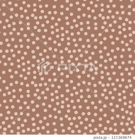 Brown monochrome seamless pattern. Polka dot print mocha mouse endless background. Abstract chocolate repeat cover. Minimal modern nude continuous ornament. Vector hand drawn illustration. Brown monochrome seamless pattern. Polka dot print mocha mouse endless background. Abstract chocolate repeat cover. Minimal modern nude continuous ornament. Vector hand drawn illustration. 121369674
