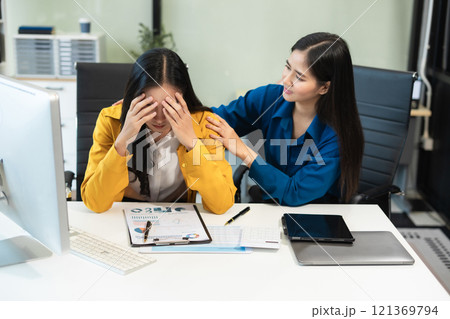 businessteam creative woman coworker in office Happy to be successful partnership teamwork success. 121369794