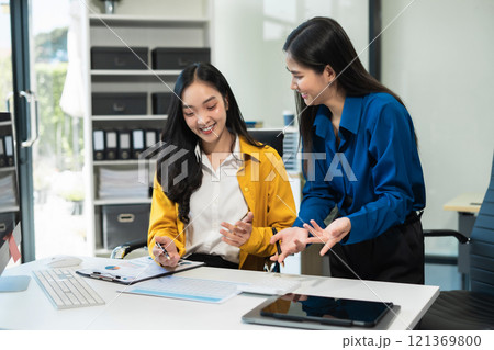 businessteam creative woman coworker in office Happy to be successful partnership teamwork success. 121369800