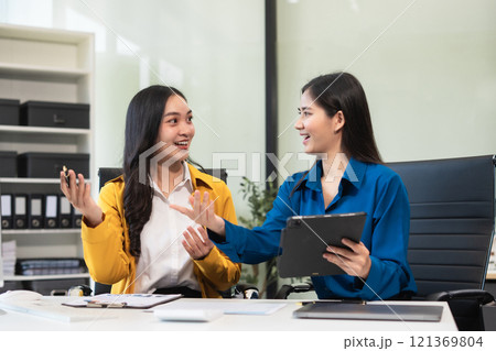 businessteam creative woman coworker in office Happy to be successful partnership teamwork success. businessteam creative woman coworker in office Happy to be successful partnership teamwork success. 121369804