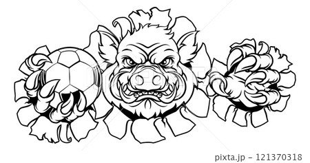Boar Wild Hog Razorback Warthog Pig Soccer Mascot Boar Wild Hog Razorback Warthog Pig Soccer Mascot 121370318