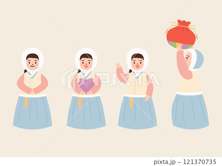 Vector illustration of a girl wearing hanbok 121370735