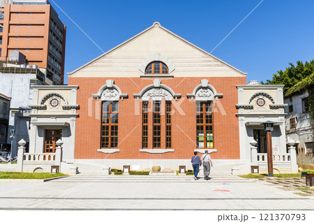 Building view of the Former Hsinchu Assembly Hall in Taiwan. It is now the National Hsinchu Living Art Center as a venue for exhibitions, and public activity. 121370793