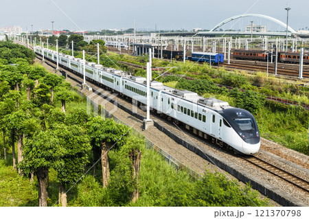 A Tze-Chiang Limited Express train(EMU3000 series) passes through Chaozhou of Pingtung, Taiwan. A Tze-Chiang Limited Express train(EMU3000 series) passes through Chaozhou of Pingtung, Taiwan. 121370798