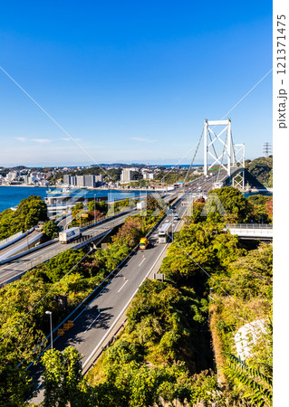 和布刈第二展望台からの関門橋【福岡県北九州市】 和布刈第二展望台からの関門橋【福岡県北九州市】 121371475