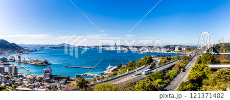 和布刈第二展望台からの関門橋　パノラマ【福岡県北九州市】 121371482