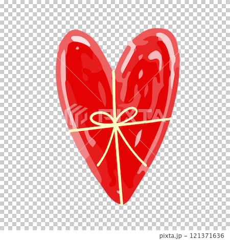 A heart like a present with a ribbon tied in a bow. Hand-drawn heart illustration icon. Valentine's Day 121371636