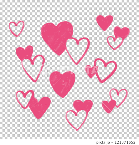 Hand-drawn heart illustration icon. An illustration of many hearts. A doodle of a Valentine's Day image. 121371652